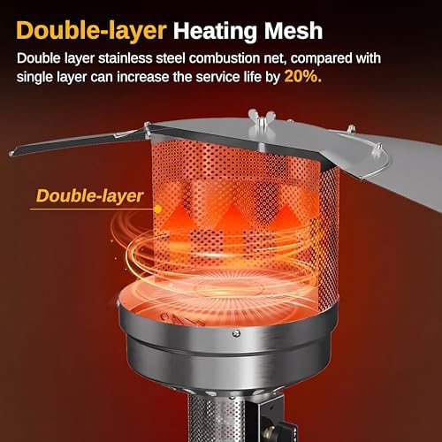 EAST OAK 50,000 BTU Patio Heater with Sand Box, Table Design, Double-Layer Stainless Steel Burner, Wheels, Triple Protection System, Outdoor Heater for Home and Residential, Polar Night - Image 6