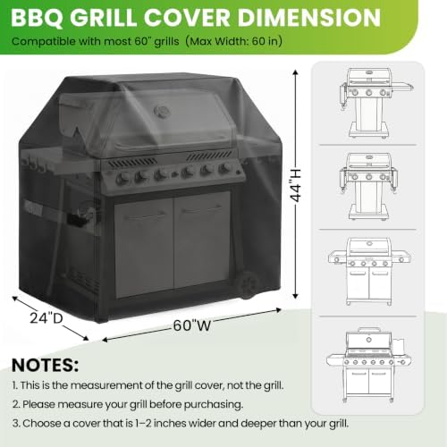 Grill Cover for Outdoor Grill, 60 inch Grill Covers Heavy Duty Waterproof - Image 2