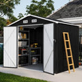 Aoxun 6' x 8' Storage Shed Outdoor Steel Black by Aoxun