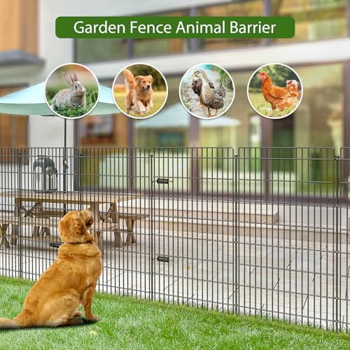Metal Garden Fence with Gate 48 in x 25.3 ft, Tall Dog Fence for Yard - Image 5