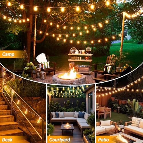 LAMPHOME Outdoor String Lights, 26FT Patio Lights with 12+1 ST38 LED Edison Bulbs (1 Spare), Connectable String Lights for Outside, Dimmable Hanging Light for Backyard Porch Decor, Warm White - Image 4