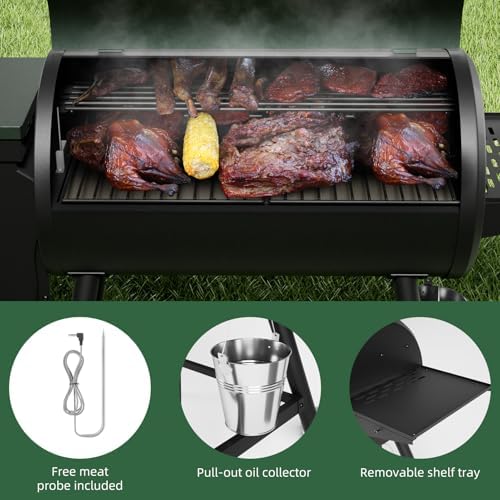 Wood Pellet Smoker BBQ Grill with Latest PID Technology LCD Controller 565 SQ.IN Cook Area 8 In 1 Pellet Grill with Auto Temperature Control and Meat Probe for Home Party Outdoor - Image 6