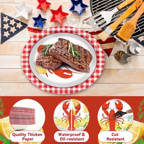50 PCS Crawfish boil Oval Paper Plates Large 11” Disposable Crawfish Tray Party Decorations Barbecue Supplies Favor for Crawfish Platter BBQ Gathering Picnic Cookout Carnival Party Tableware Set - Image 3