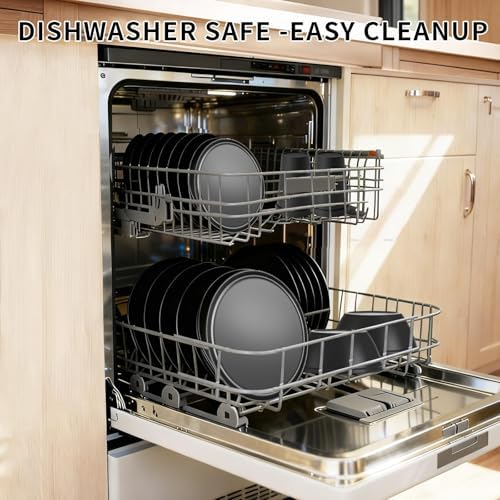 40 Piece Plastic Dinnerware Set for 8 with Cutlery, Unbreakable Plates and Bowls Set, Dishwasher & Microwave Safe Reusable Dish Set for Camping, RV, Outdoor Kitchen, Apartment Dining,Rainbow Multicol - Image 7