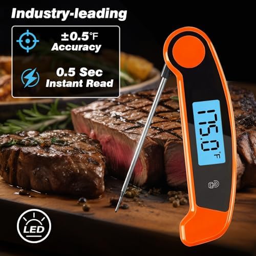 Digital Meat Thermometer Instant Read Orange Rotating Display IP56 - Image 7