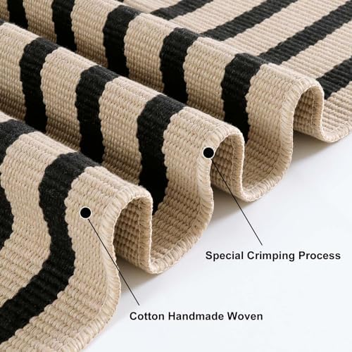 Fall Front Door Mat 2'x4.3', Cotton Washable Striped Outdoor Rug - Image 4