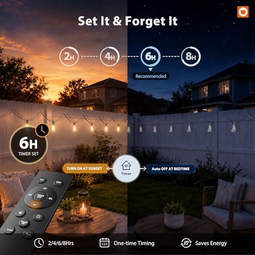 addlon 200(50FT*4) Outdoor String Lights with Remote LED Edison Waterproof - Image 6