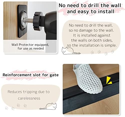 Lumizone 61.02" Extra Tall Pet Gate for Cat Dog 26.38"-30.11" Wide Black - Image 6