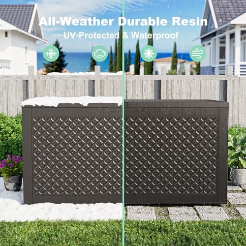 PatioZen 121 Gallon Resin Deck Box, Lockable Outdoor Storage Box for Patio Cushions Storage Furniture,Garden Tools, Pool Supplies, Weatherproof and UV Resistant (Black) - Image 5