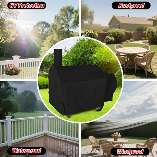 Grill Cover for Oklahoma Joe's Longhorn Offset Smoker Grill, 70 Inch Heavy Duty Waterproof Durable Grill Covers, Black - Image 5