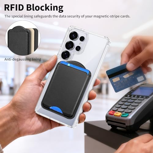 Magnetic Wallet for Samsung Galaxy S26 S25 S24 Series, Fold 8 Ultra with Magsafe Case, for iPhone 18-12 Series, RFID Blocking Leather Magnetic Card Holder | Holds 3 Cards | Black - Image 5