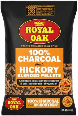 Royal Oak 100% Charcoal & Hickory Pellets, 30 LB, Smoky BBQ, Pellet Grill by RoyalOak