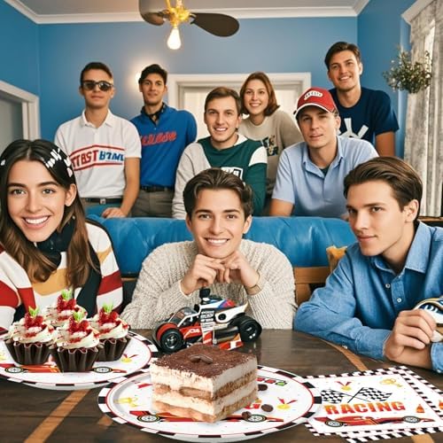 40pcs Race Car Plates and Napkins, Race Car Birthday Party Decorations for Race Car Theme Birthday party supplies - Image 6