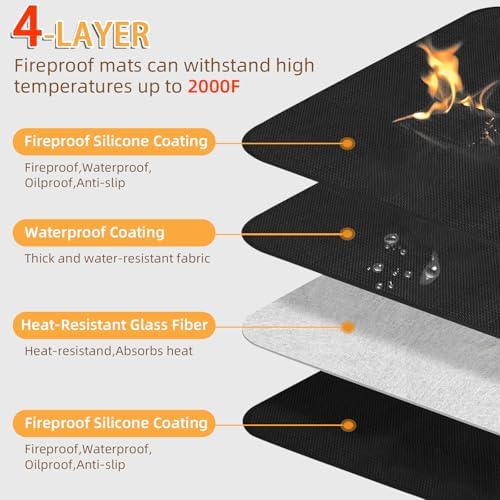Under Grill Mat for Outdoor Grilling, 70 x 48 inches Double-Sided Fireproof Waterproof BBQ Protector for Deck and Patio Under Grill Mat for Outdoor BBQ - Image 3