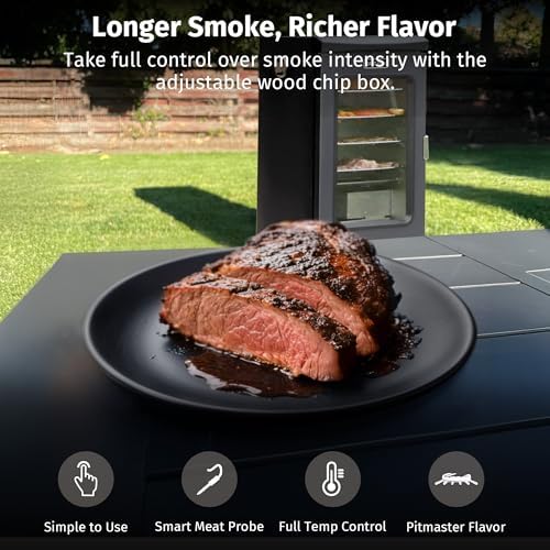 EAST OAK 30" Electric Smoker for Outdoors | Built-in Meat Probe & Clear Viewing Window | Side Chip Loader for 6x Longer Uninterrupted Smoking | 725 sq in Cooking Area for Bigger Batches, Mist Black - Image 4