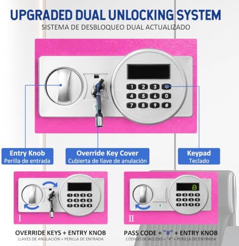Voncabay Money Safe Box for Home with Digital Keypad, 0.8 Cu. Ft., Pink - Image 3
