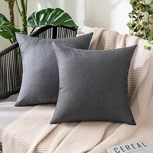 MIULEE Decorative Outdoor Pillow Covers Waterproof 20x20 Dark Grey by MIULEE