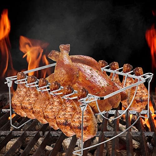3-in-1 Rib Rack for Smoking & Chicken Leg Rack for Grill - Holds 6 Large Ribs, 12 Chicken Leg Wing, 1 Whole Chicken - Premium Foldable Space-Saving Chicken Drumstick Rib Racks for Grilling & Smoking - Image 4