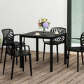 Costaelm Outdoor Dining Table for 4, Square Metal Patio Table, 4-Person Weather Resistant Steel Slat Table for Lawn Garden Backyard, Black by Costaelm
