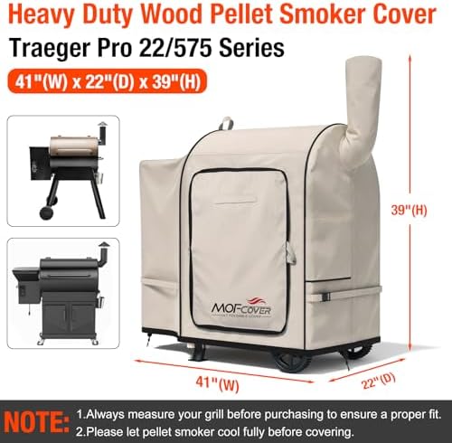 Foldable Grill Cover for Traeger Pro 22/575 Series, Waterproof 600D Heavy Duty Wood Pellet Smoker Cover, Fade＆Tear Resistant Pellet Grill Cover for Pro 20 Lil’ Tex Elite 22 Khaki - Image 5