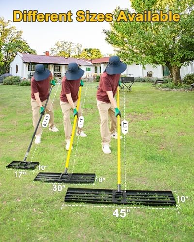 Lawn Leveling Rake, 17"x10" Heavy Duty Sand Leveling Tool with 6.7FT Stainless Steel Long Handle, Golf Rake for Soil, Compost, Gravel, Lawn Leveler for Yard, Garden, Landscaping Level Tool - Image 3