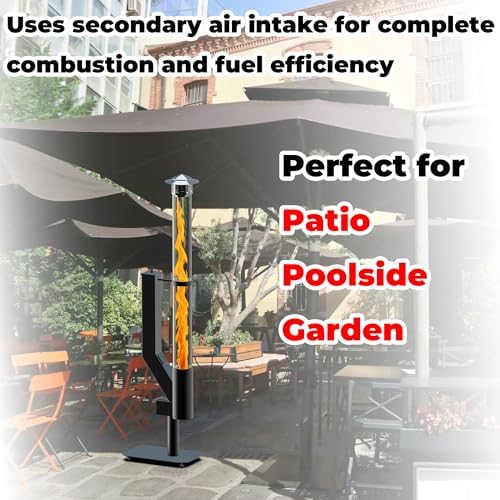 Smokeless Wood Pellet Patio Heater, Spiral Swirling Flame Glass Tube Fire Pit for Patio/Garden/Backyard, Anti-Tip Steel Base with Adjustable Feet, Outdoor Use Only - Image 5