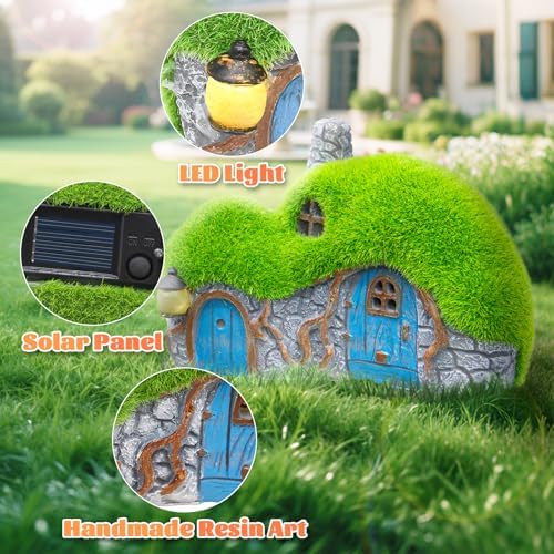Solar Garden Cottage House Statue with LED Lights - Image 5