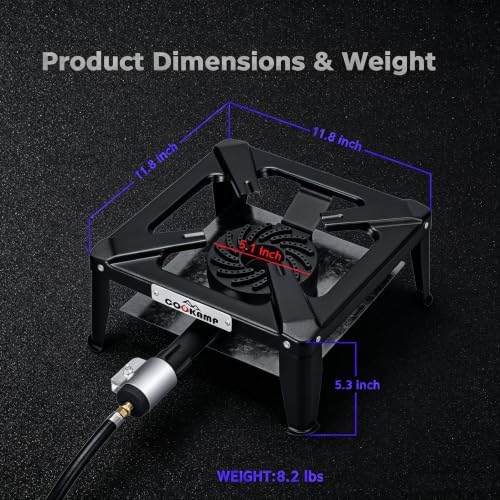 COOKAMP Portable Camp Stove Propane, Outdoor Gas Burner with Cast Iron Burner & Steel Construction, Ideal for Wok, Gas Grill & Outdoor Cooking.SA1220 - Image 2