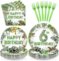 96Pcs Reptile 6th Birthday Tropical Wild Decorations, Serve 24 by Greencian