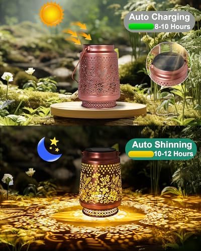 2 Pack Hummingbird Solar Lanterns Outdoor Waterproof, Garden Decor Birthday Gifts for Women Mom Grandma Sister, Metal Hanging Solar Lights Outside Decorative for Backyard Patio Lawn Pathway Landscape - Image 4