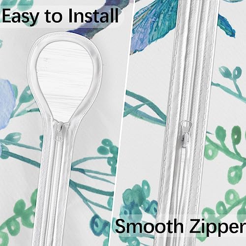Fitted Round Tablecloth with Umbrella Hole and Zipper Flowers Hydrangeas Outdoor Elastic Table Cloth 45"-56" Oil-Proof Waterproof Dragonflies Patio Table Cover for Picnic Party - Image 3