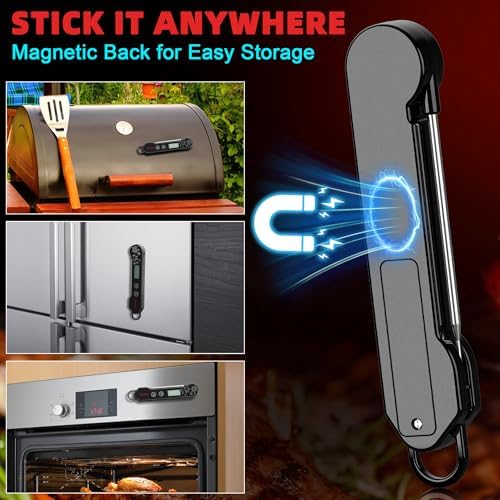 Professional Digital Meat Thermometer Instant Read Waterproof – Folding Probe Food Thermometer with Backlight & Calibration, Fast Read for BBQ, Grill, Deep Fry, Liquids, Gift for Chef (Black) - Image 7