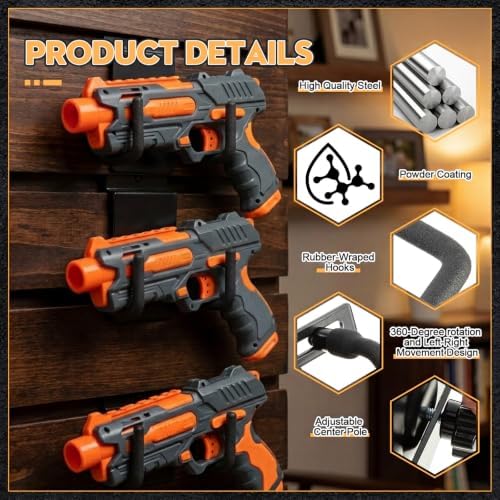 Yaocom 20 Pcs Pistol Wall Mount Slatwall Pistol Holder, Slotted Panel Style - Image 3
