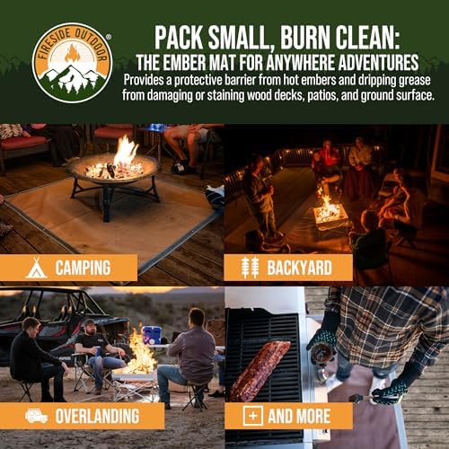Fireside Outdoor Portable Fire Pit Mat for Under Grills - Under Grill Mats for Outdoor Grill Deck Protector, Solo Fire Pit Accessories, Fireproof Mats, BBQ Pits, Firepit - Ember Mat, 67"x60" - Image 5