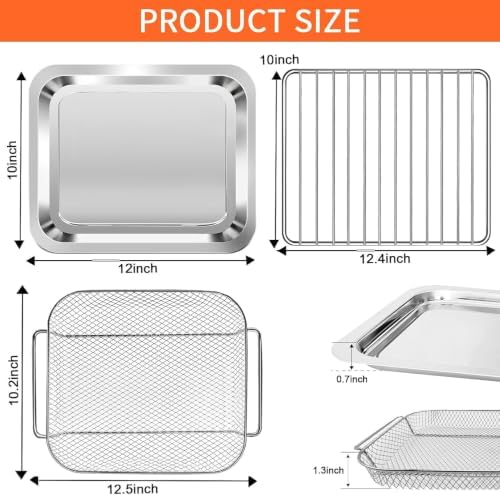 GWY Air Fryer Baking Pan Set for Emeril Lagasse Everyday 360 Air Fryer 12''×10'' and 12.5''×10.2'' Steel Non-stick Air Fryer Accessories Grill Pan Crisper Plate Replacement Parts - Image 2