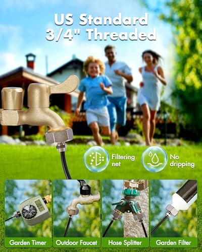 Misters for Outside Patio with Water Filter - 59Ft(18M) Misting system Line 20 Brass Mist Nozzles Brass Adapter(3/4") Patio Misters for Cooling Outdoor Greenhouse Backyard Porch Garden BBQ Party Pool - Image 4