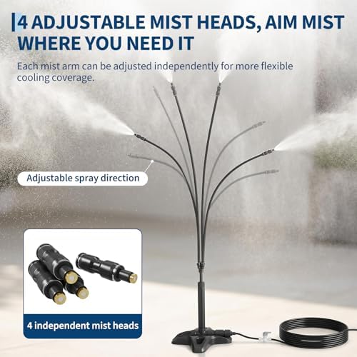 Garvee Outdoor Standing Mister with 4 Adjustable Mist Heads, Freestanding - Image 2