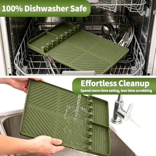 Silicone Griddle Tools Mat for Blackstone Weber, Extra Large 16" x 11.6" Spatula Mat with Drip Pad, Heat Resistant BBQ Accessories Organizer for Outdoor Grill Side Shelf, BBQ Gifts for Men - Image 6