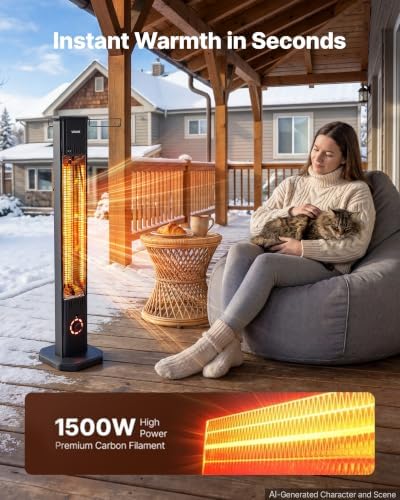 VEVOR Infrared Heater 1500W Electric Space Heater 8 Heat Settings Black - Image 2