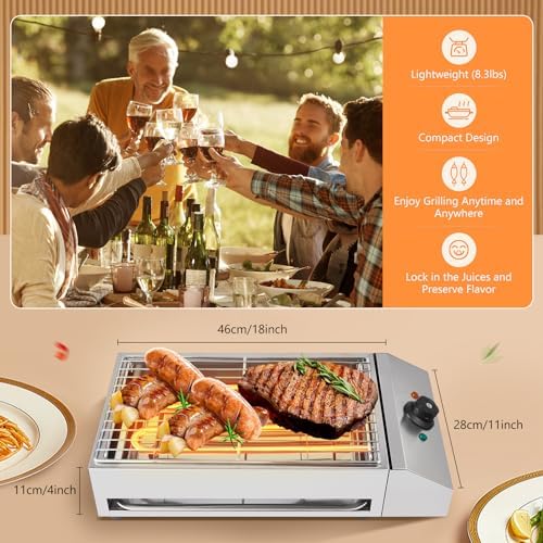 1800W Electric Griddle Flat Top Grill Hot Plate BBQ, Commercial and Home use Stainless Steel Barbecue Griddle Smokeless Cooking Barbecue with Adjustable Temperature for Indoor/Outdoor, Camping - Image 6
