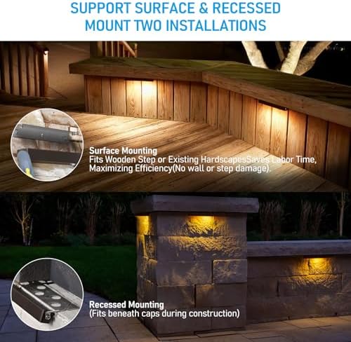 LEONLITE 8-Pack 12 Inch LED Hardscape Lighting, 3W/5W/7W, 2700K Soft White - Image 3