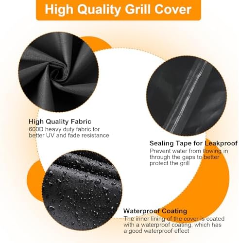 Demao Lightweight Grill Cover for Outdoor BBQ,Fits for Ninja Wood Fire Smoker Grill OG700 Series Portable Grills, Waterproof & Windproof with Elastic Hem, BBQ Grill Accessories for Ninja-Only Cover - Image 3