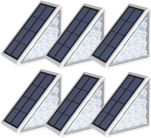 LED Solar Step Lights Waterproof Outdoor Stair Lights, Solar Deck Lights Outdoor Decor IP67 Solar Decoration Lights for Yard, Patio, Garden, Walkways, Front Door, Pathway, Driveway, Porch 6 Pack by AUDLES