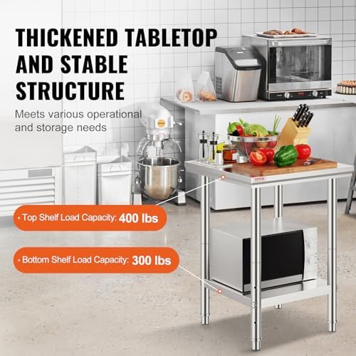 VEVOR Stainless Steel 24 x 24 x 32 Inch Commercial Kitchen Prep Work Table - Image 3