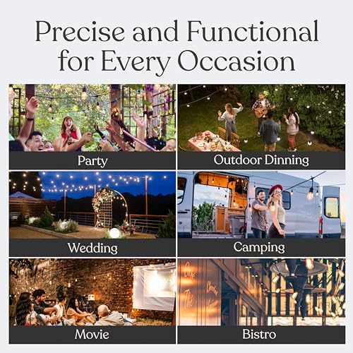 Brightech Ambience Pro 105Ft LED String Lights - 2W Commercial Grade Patio Lighting Outdoor Waterproof - Heavy Duty Dimmable Vintage Edison Porch Lights for Outside, Backyard - 34 Bulbs, Soft White - Image 6