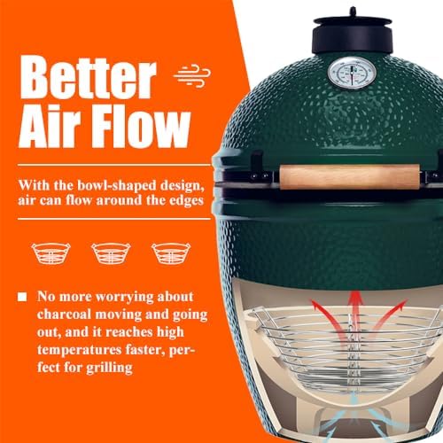 The Accessories for Big Green Egg, Ash Charcoal Basket for Large BGE, Parts for Big Green Egg, Stainless Steel Grill Ash Baskets for The Large(L) BGE and Kamado the Joe Classic(with Divider) - Image 2