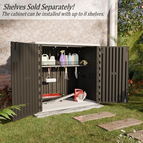 HOMSPARK Outdoor Storage Shed 37 Cu.Ft, All-Weather Resistant Resin Garden Sheds & Outdoor Storage Clearance with Floor, Double-Layer Plastic Tool Sheds for Patio, Garden & Lawn (Black) - Image 2