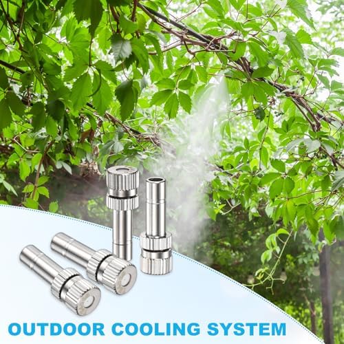 M METERXITY 20-Pack Brass Misting Nozzles, 0.016"/0.4mm Orifice Mister Replacement Heads for Outdoor Cooling System/Landscaping/Humidification/Greenhouse, 6mm Low-Pressure Fog Sprayer Nozzle - Image 6