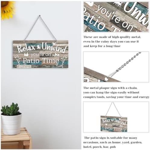Hotop Metal Patio Sign Vintage Wall Decor for Outdoor, 10 x 5", Vivid - Image 3