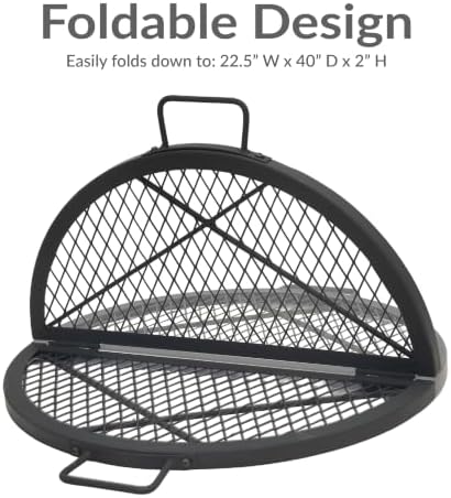 Sunnydaze Round Folding Camping Grill Grate - Portable Foldable Campfire Cooking Grate for Fire Pit - Heavy-Duty Black Steel with Handles for Outdoor Backyard BBQ - 40" Diameter - Image 7